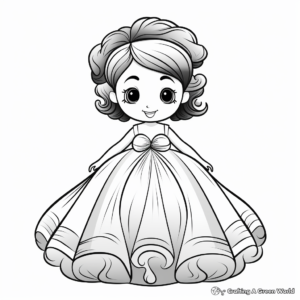 Simple and Easy Ball Gown Dress Coloring Pages for Beginners 2