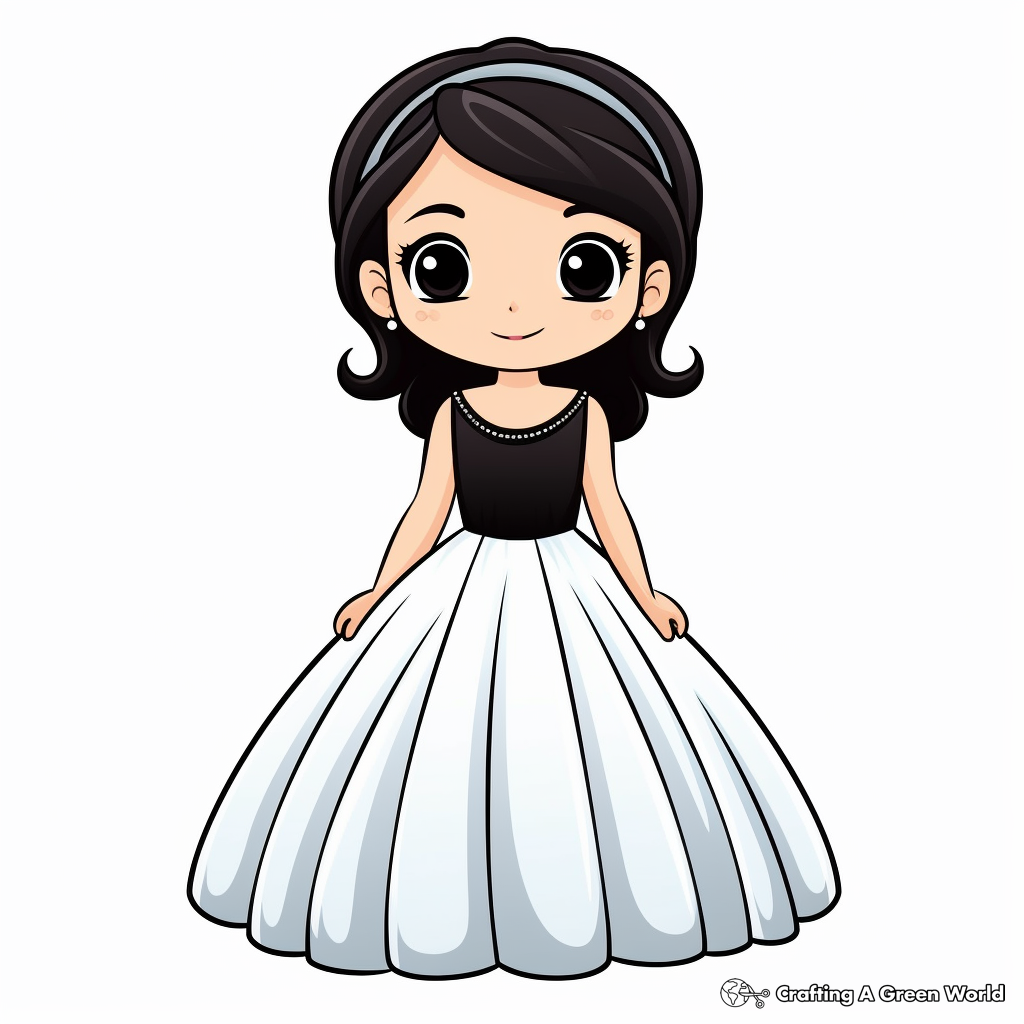 Simple and Easy Ball Gown Dress Coloring Pages for Beginners 4