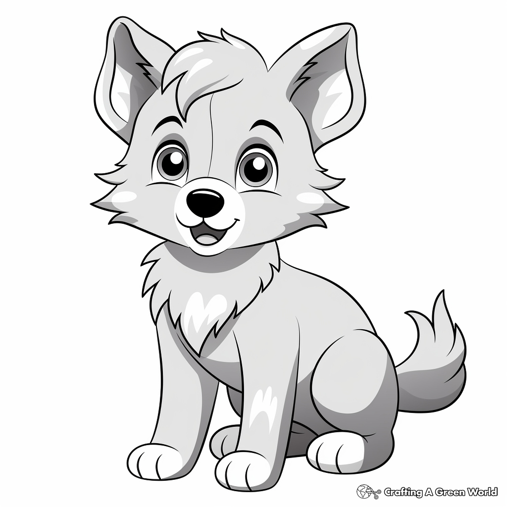 Simple Anime Wolf Pup Coloring Pages for Kids 2