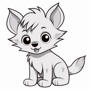 Simple Anime Wolf Pup Coloring Pages for Kids 4