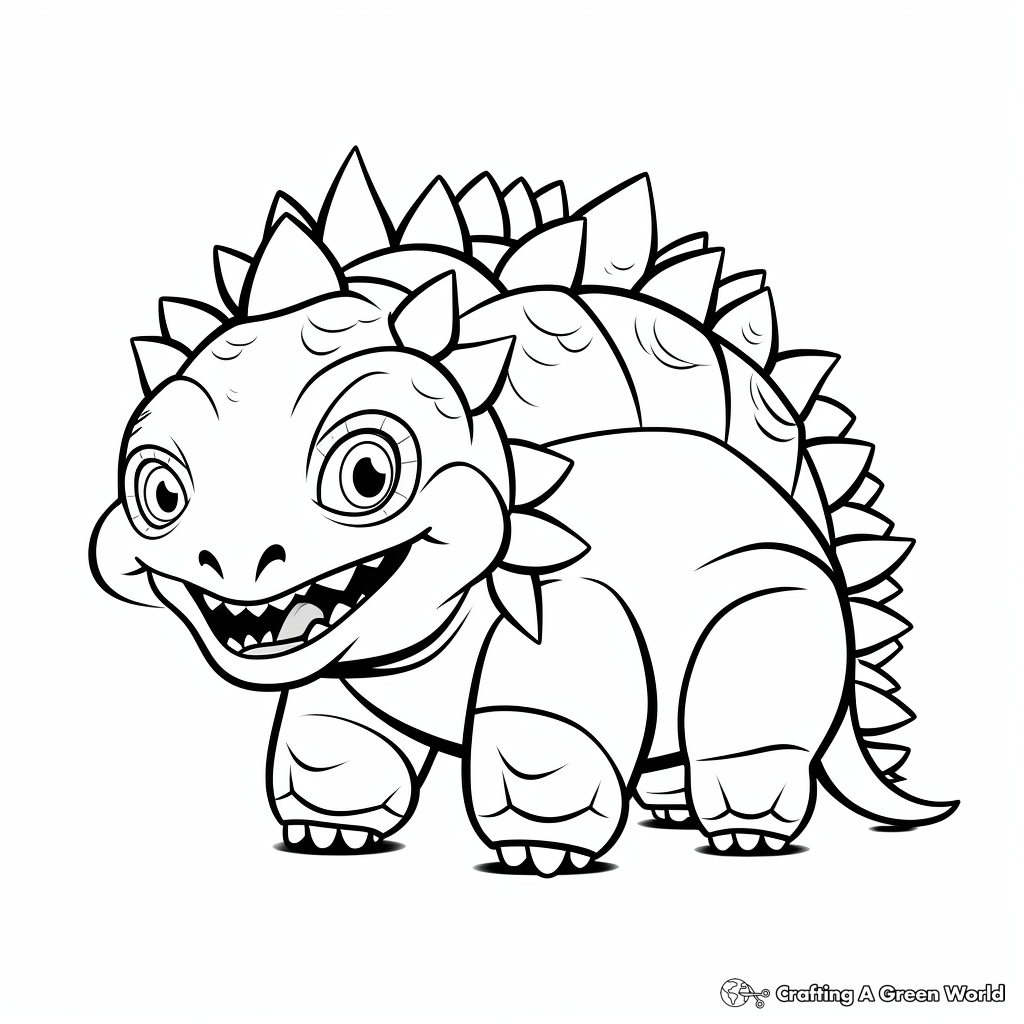 Simple Ankylosaurus Coloring Pages for Children 1