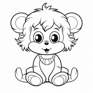 Simple Baby Monkey Coloring Pages for Kids 1