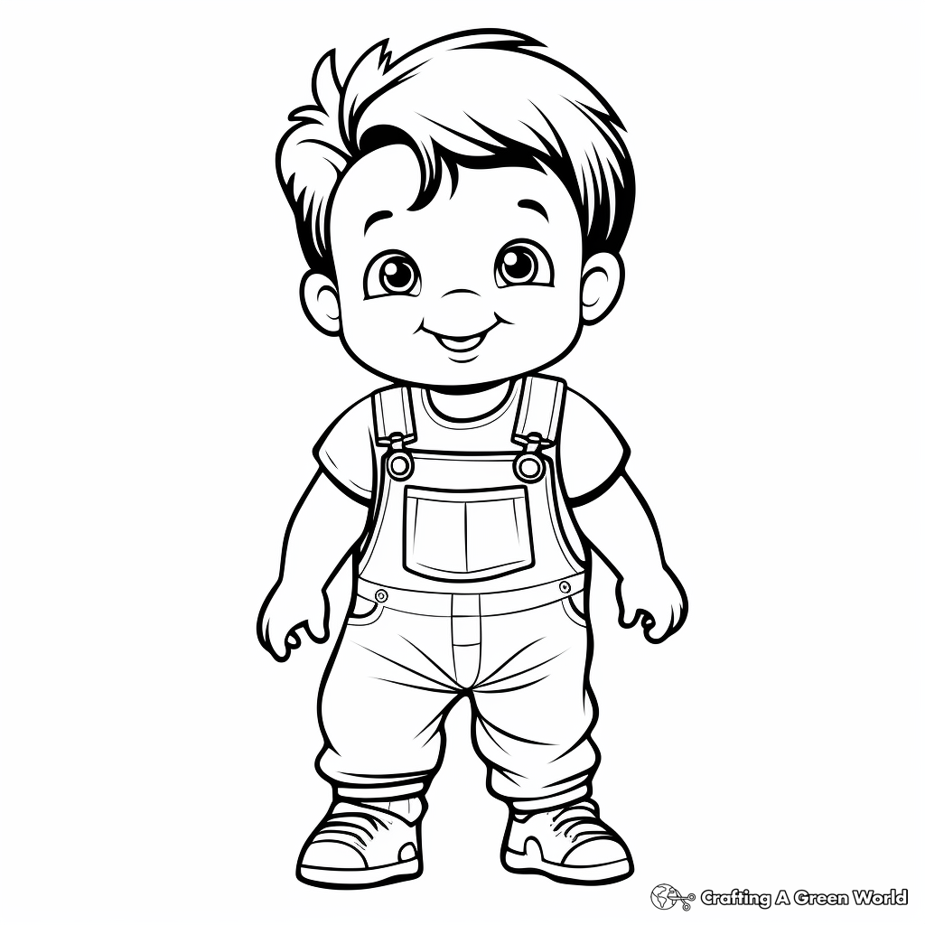 Simple Baby Overalls Coloring Pages for Toddlers 1