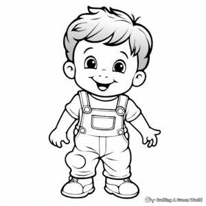 Simple Baby Overalls Coloring Pages for Toddlers 2