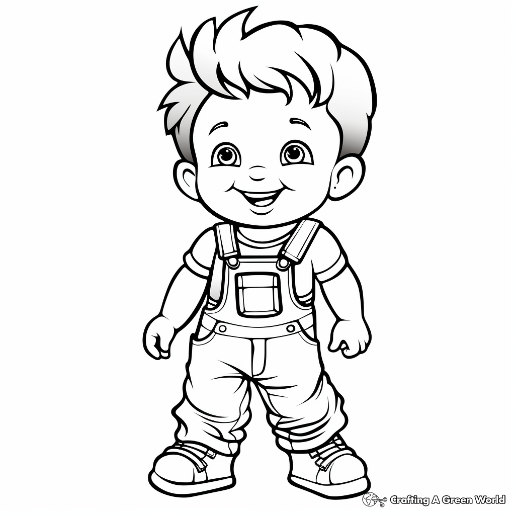 Simple Baby Overalls Coloring Pages for Toddlers 4