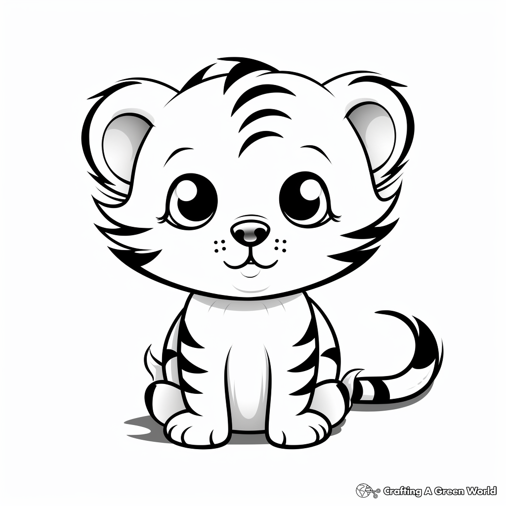 Simple Baby Tiger Coloring Pages for Toddlers 1
