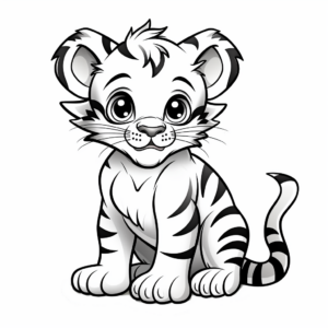 Simple Baby Tiger Coloring Pages for Toddlers 2