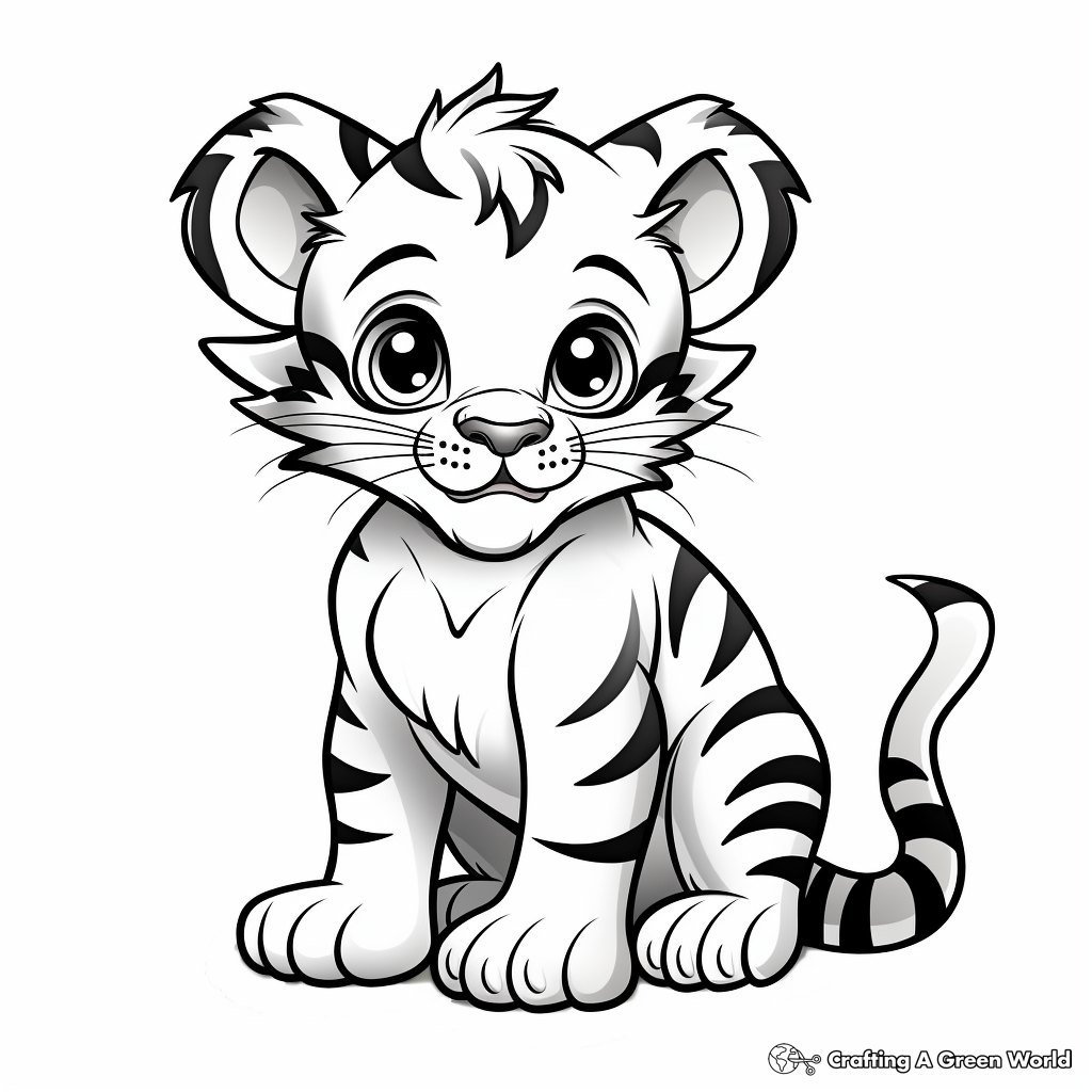 Simple Baby Tiger Coloring Pages for Toddlers 2