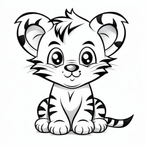 Simple Baby Tiger Coloring Pages for Toddlers 3