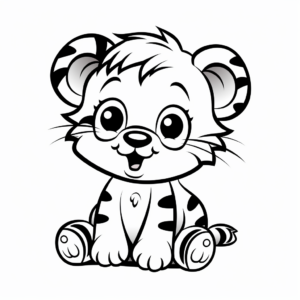 Simple Baby Tiger Coloring Pages for Toddlers 4