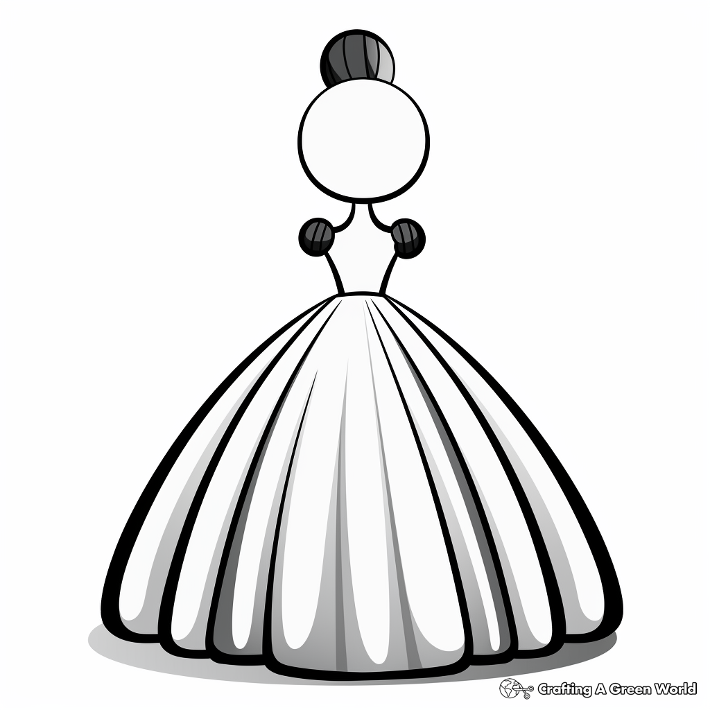 Simple Ball Gown Dress Coloring Pages for Kids 2
