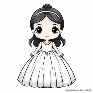 Simple Ball Gown Dress Coloring Pages for Kids 3