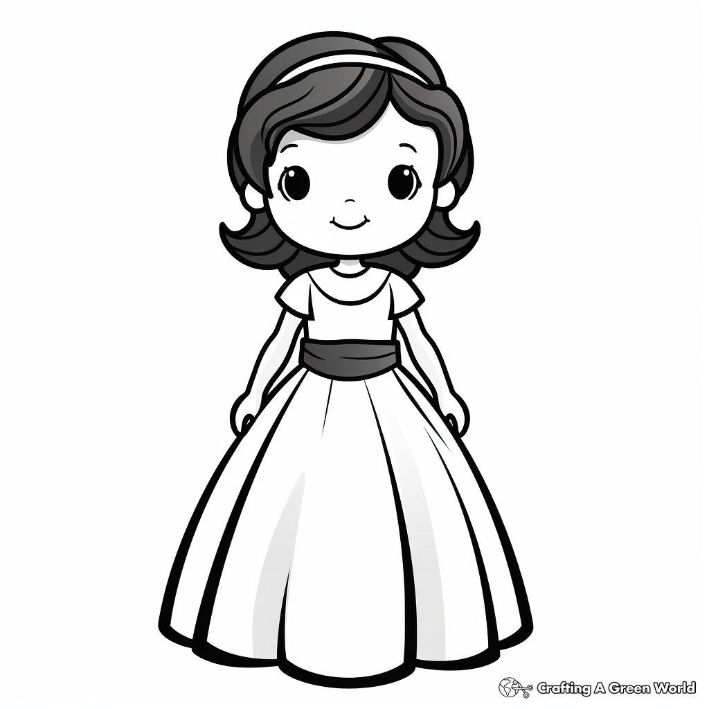 Simple Ball Gown Dress Coloring Pages for Kids 4