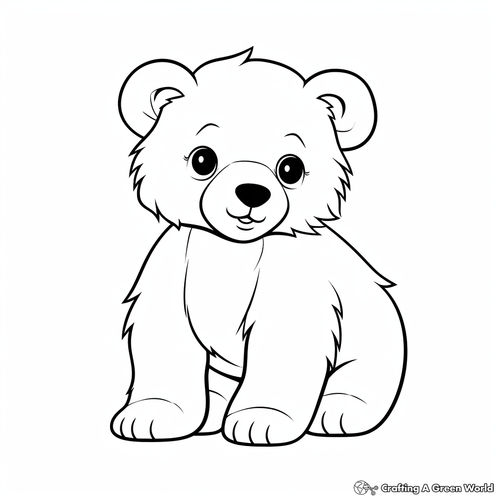 Simple Bear Cub Coloring Pages for Beginners 1