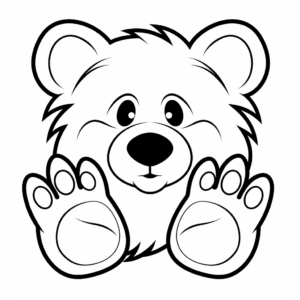 Simple Bear Paw Coloring Pages for Pre-Schoolers 2