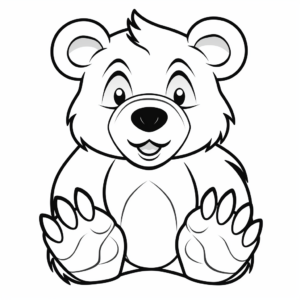 Simple Bear Paw Coloring Pages for Pre-Schoolers 3