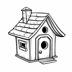 Simple Bird House Coloring Pages for Children 1