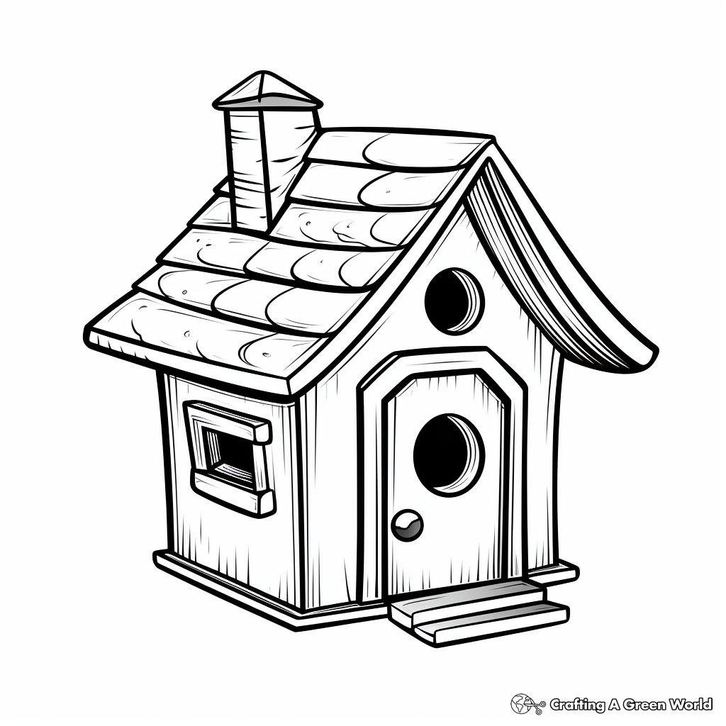 Simple Bird House Coloring Pages for Children 1