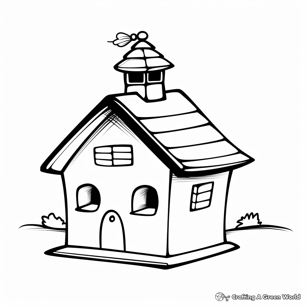 Simple Bird House Coloring Pages for Children 2