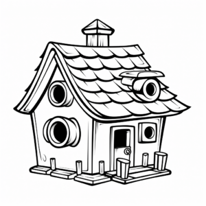 Simple Bird House Coloring Pages for Children 4