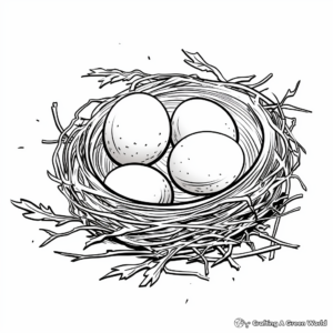 Simple Bird Nest with Eggs Coloring Pages 1