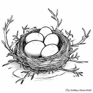Simple Bird Nest with Eggs Coloring Pages 3