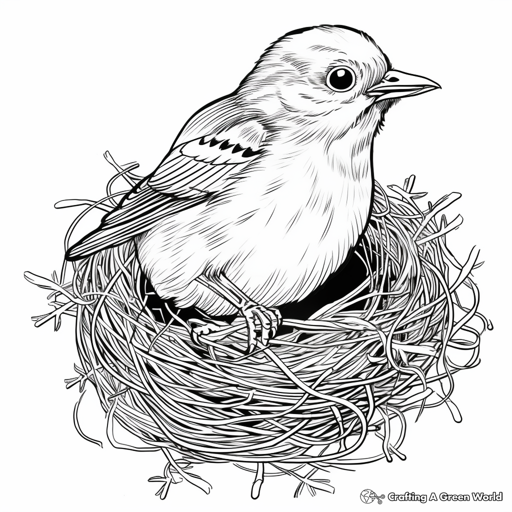 Simple Blue Jay Nest Coloring Page for Beginners 1