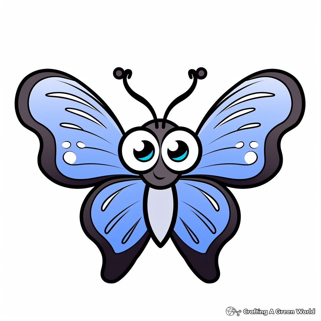 Simple Blue Morpho Butterfly Coloring Pages for Toddlers 2