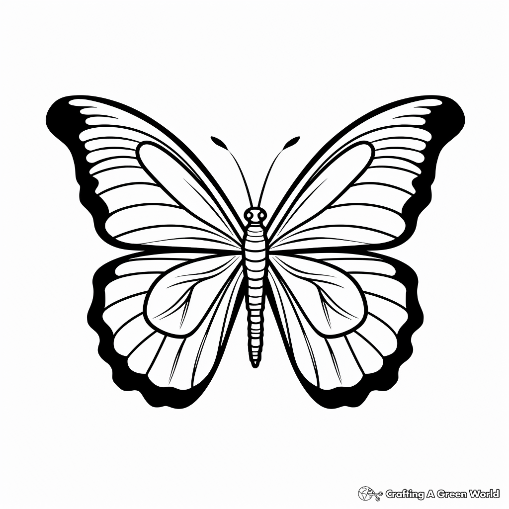 Simple Blue Morpho Butterfly Coloring Pages for Toddlers 4