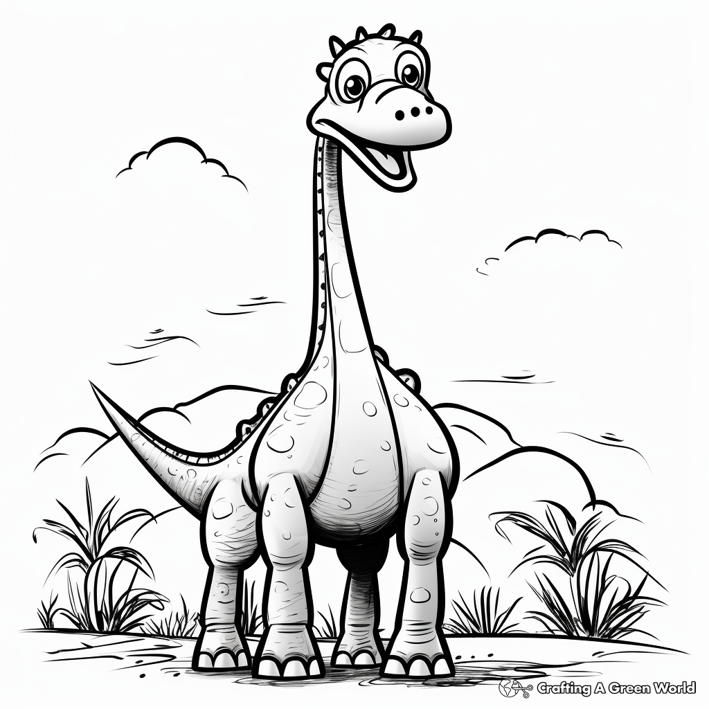 Simple Brachiosaurus Coloring Pages for Preschoolers 1
