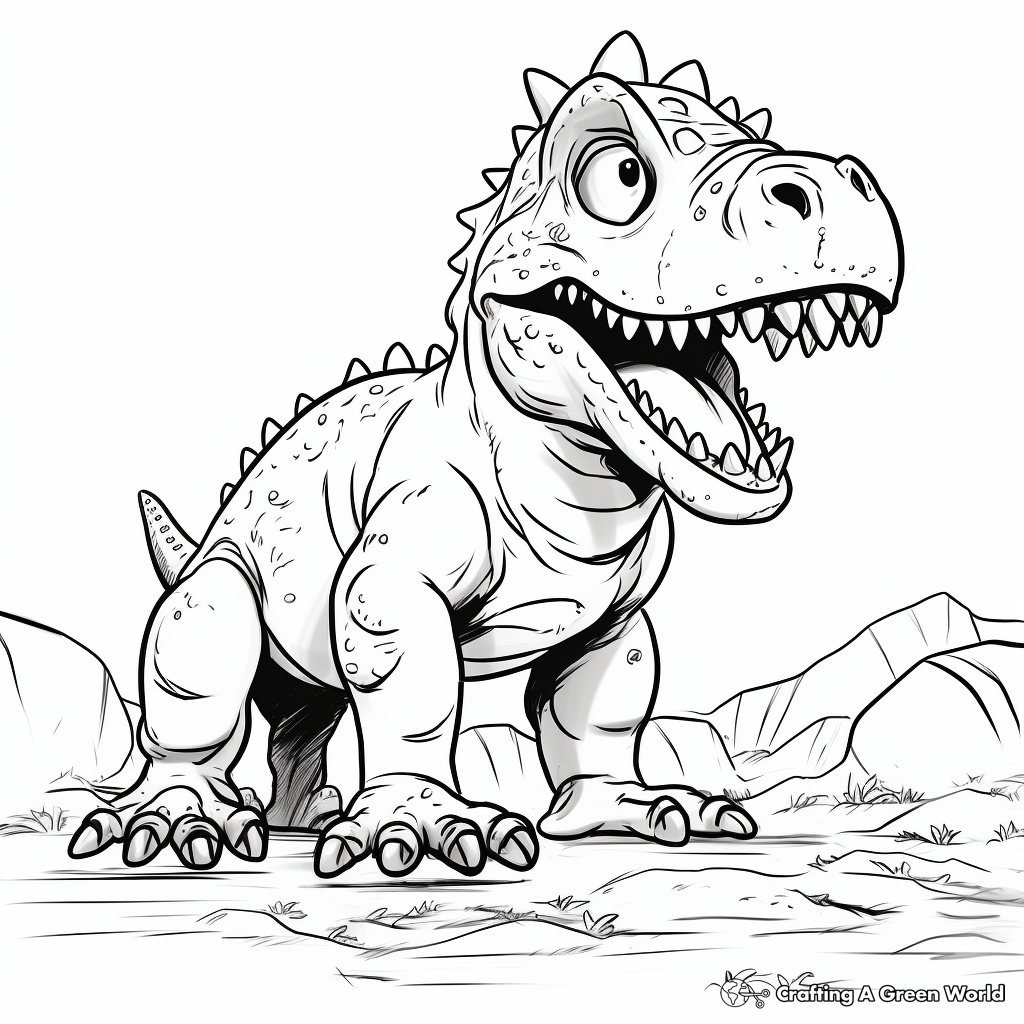 Simple Carnotaurus Coloring Sheets for Kids 1
