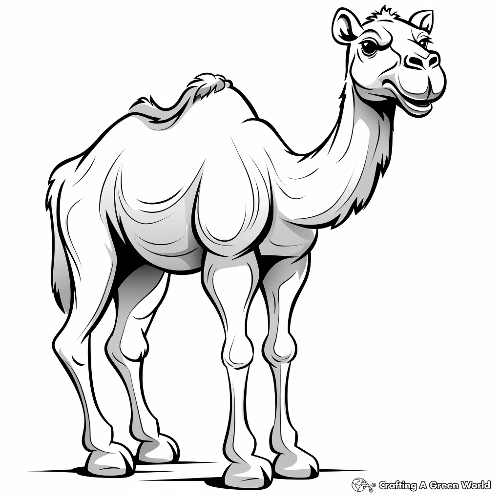 Simple Cartoon Camel Coloring Pages for Kids 2
