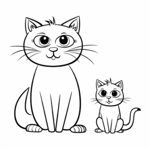 Simple Cat and Mouse Outline Coloring Pages 2