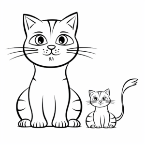 Simple Cat and Mouse Outline Coloring Pages 3