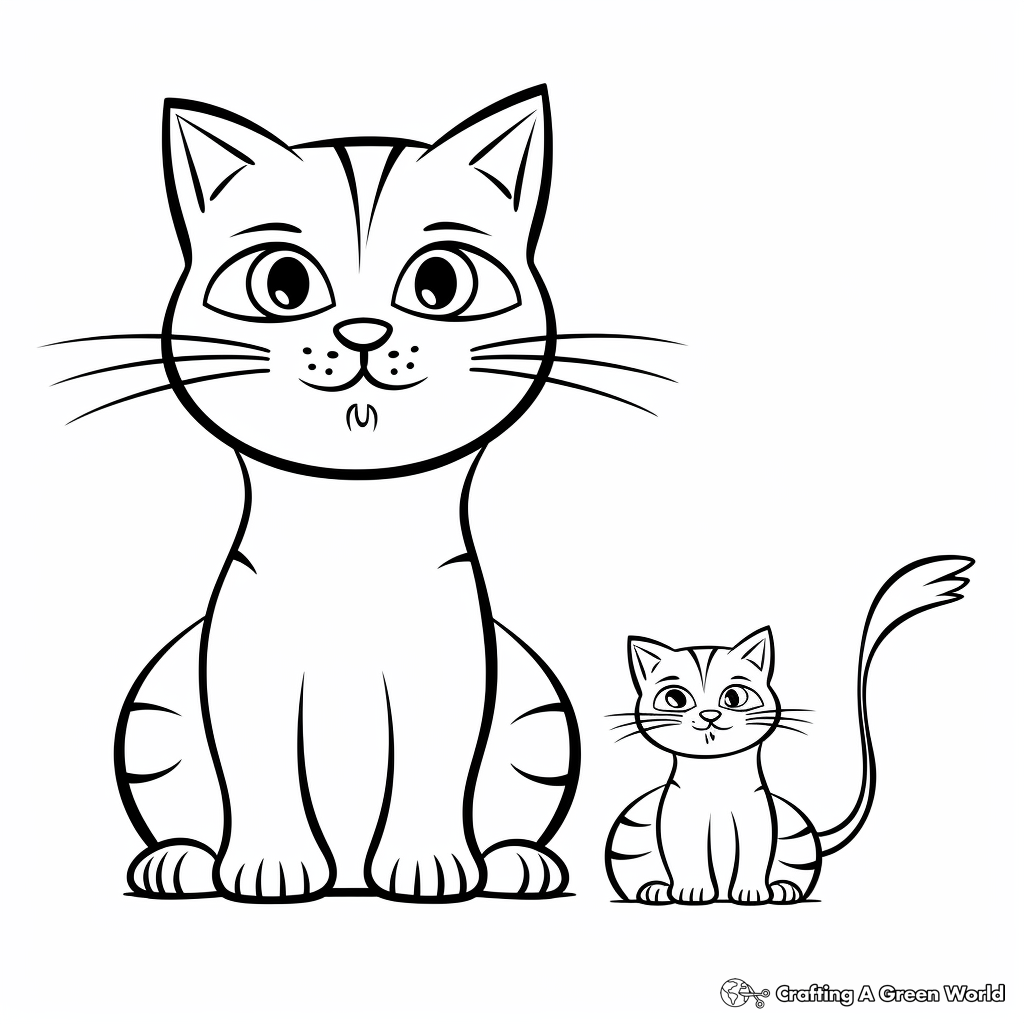 Simple Cat and Mouse Outline Coloring Pages 3