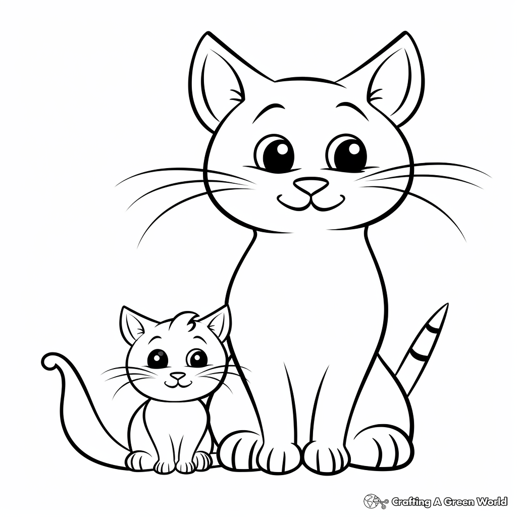 Simple Cat and Mouse Outline Coloring Pages 4