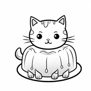 Simple Cat Cake Coloring Page for Beginners 2
