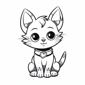 Simple Cat Kid Coloring Pages for Beginners 2