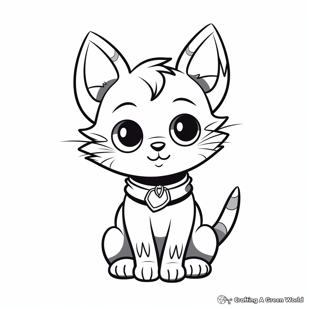 Simple Cat Kid Coloring Pages for Beginners 2