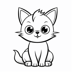 Simple Cat Kid Coloring Pages for Beginners 3