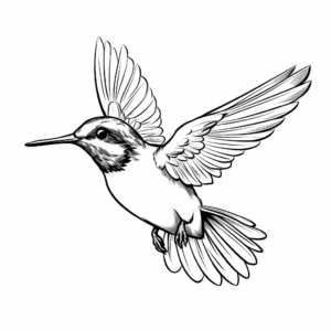 Simple Coloring Pages for Kids: Ruby Throated Hummingbird 1
