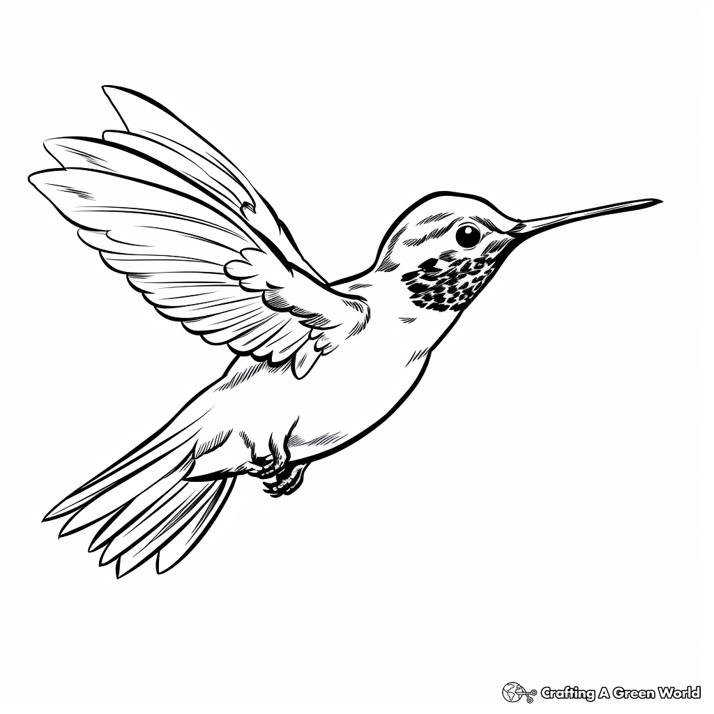 Simple Coloring Pages for Kids: Ruby Throated Hummingbird 3