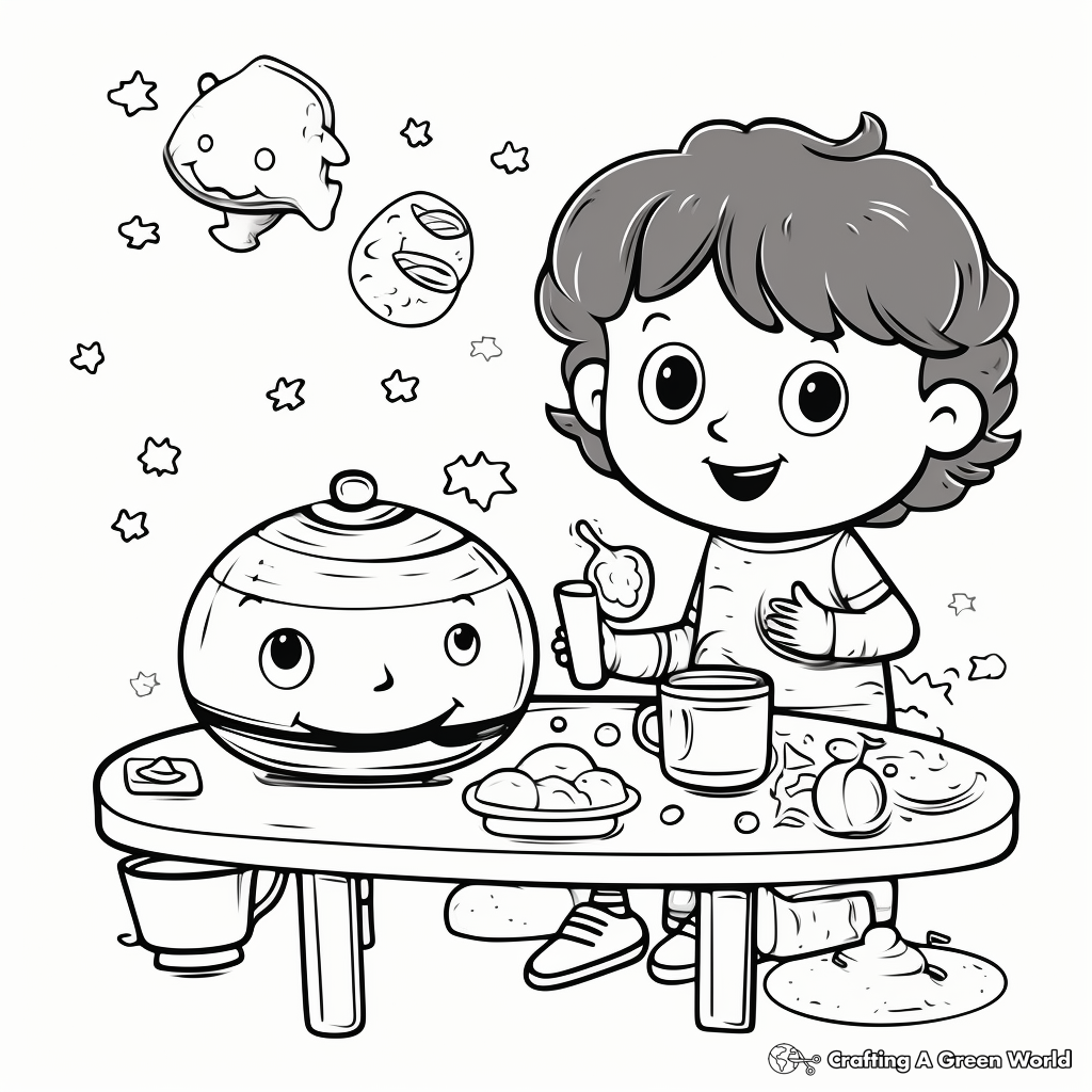 Simple Coloring Pages of Kindergarten Meals 2