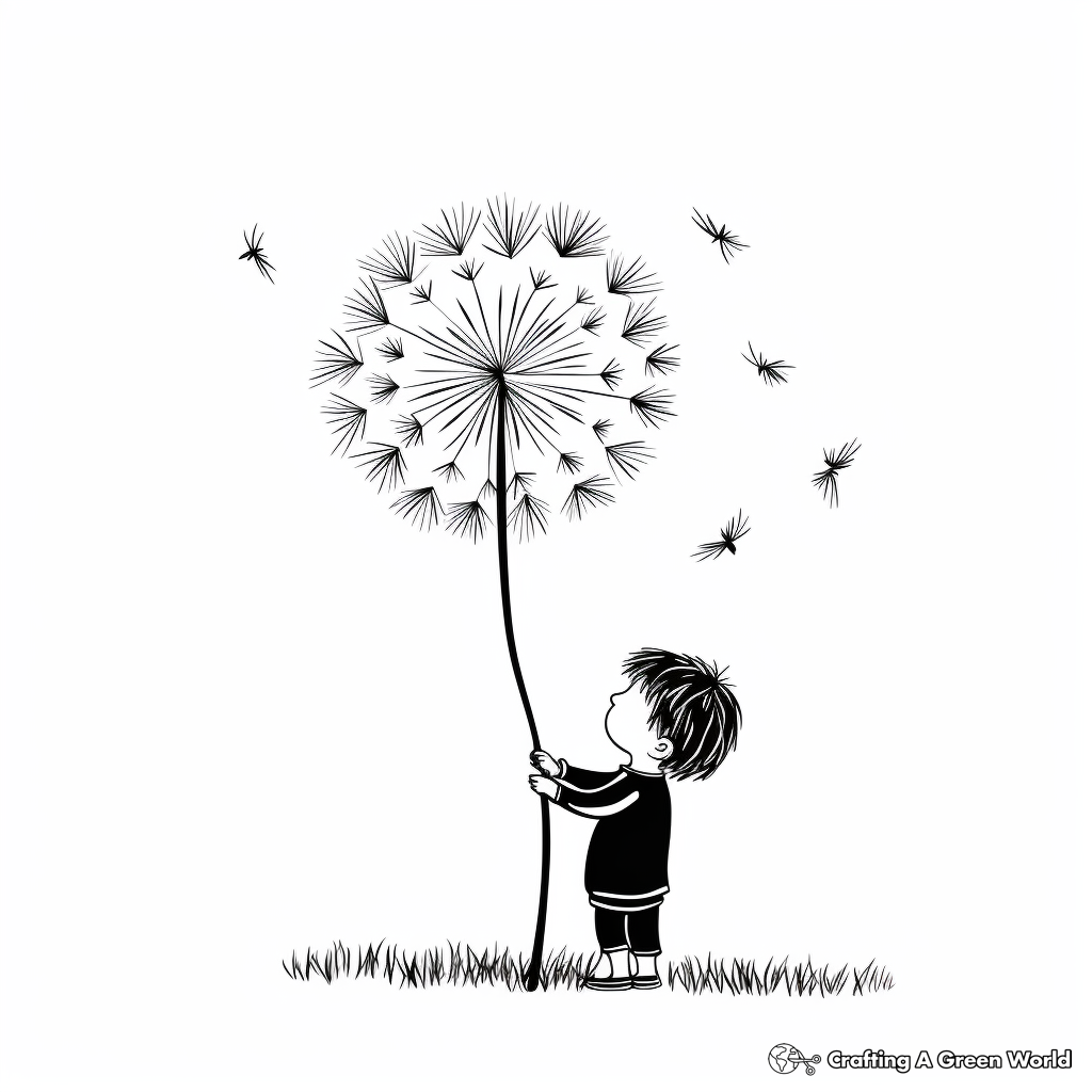Simple Dandelion Flower Coloring Pages for Kids 1