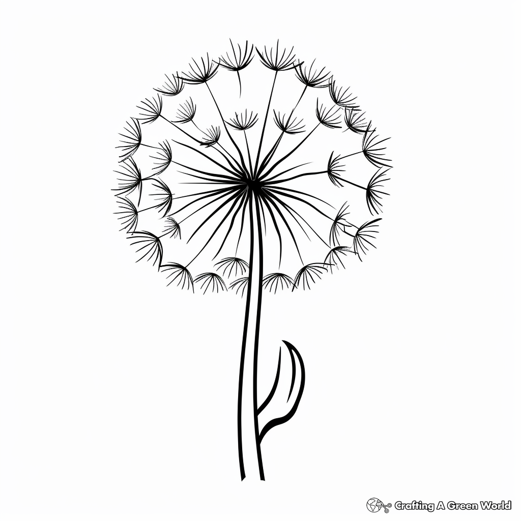 Simple Dandelion Flower Coloring Pages for Kids 2