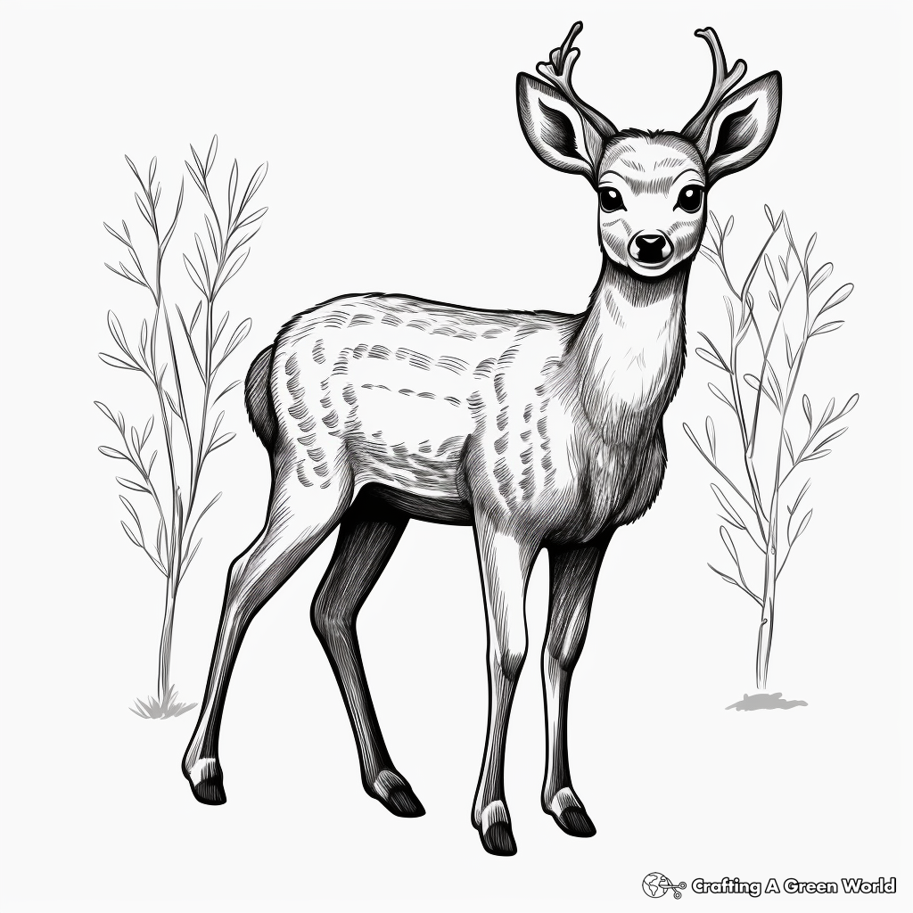 Simple Deer Coloring Pages for Kids 1