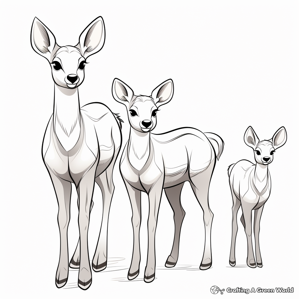 Simple Deer Family Coloring Pages 1