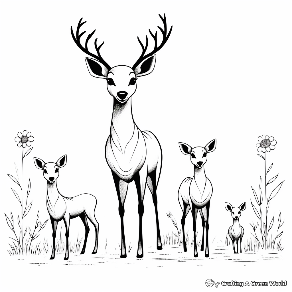 Simple Deer Family Coloring Pages 2