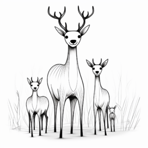 Simple Deer Family Coloring Pages 3