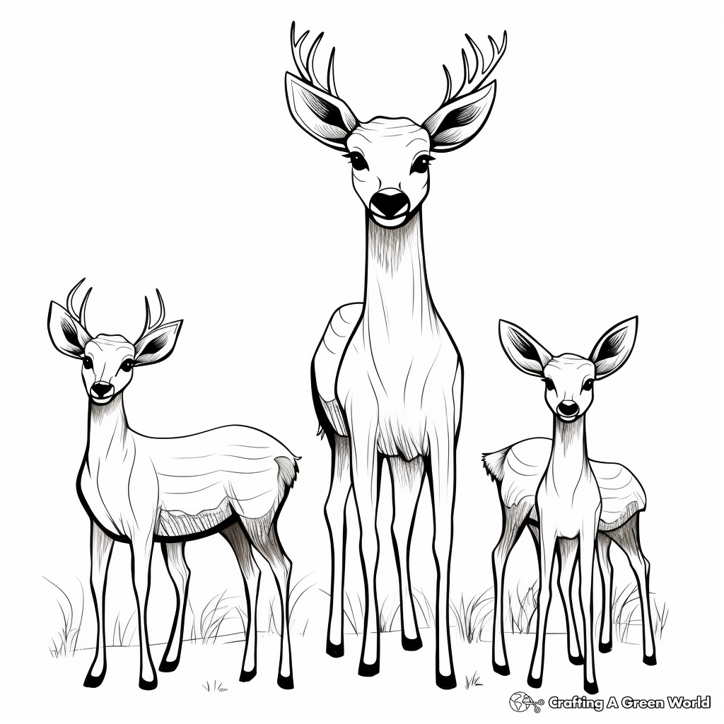 Simple Deer Family Coloring Pages 4